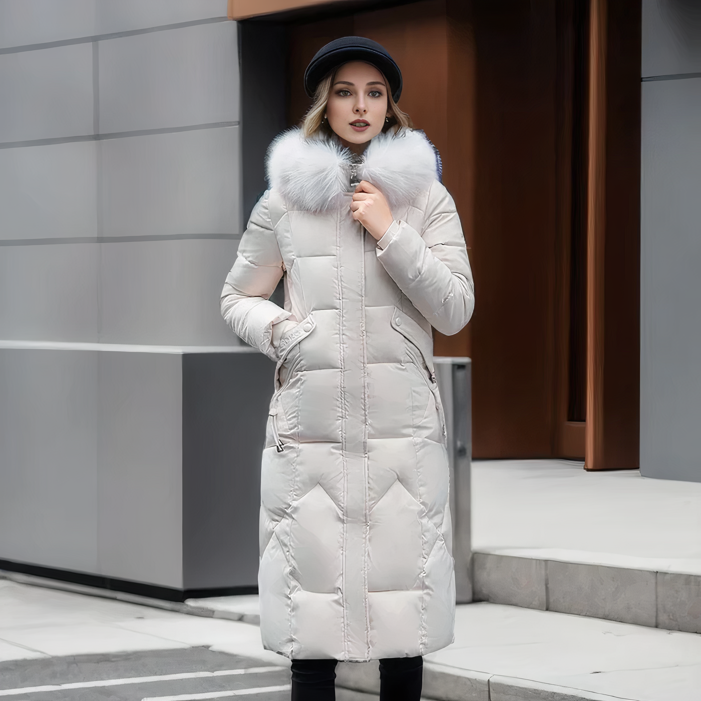 WinterStern - Eleganter Mittellanger Parka mit Verdeckter Kapuze