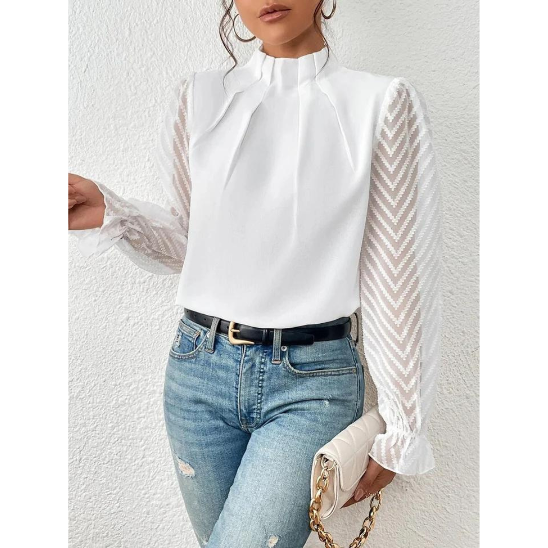 Elodia | Damen Lässig Rollkragen Bluse | Langarm