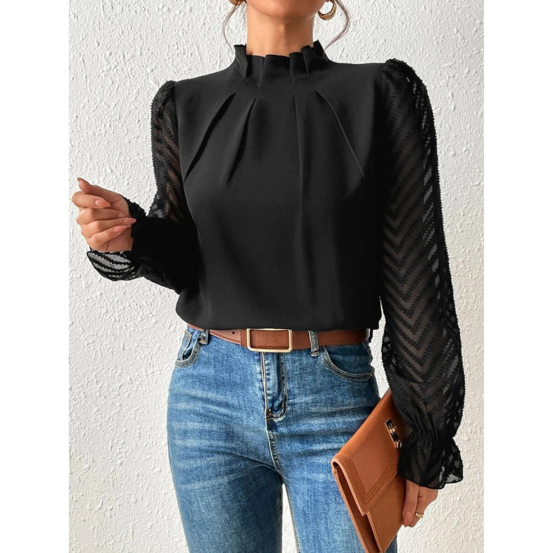 Elodia | Damen Lässig Rollkragen Bluse | Langarm