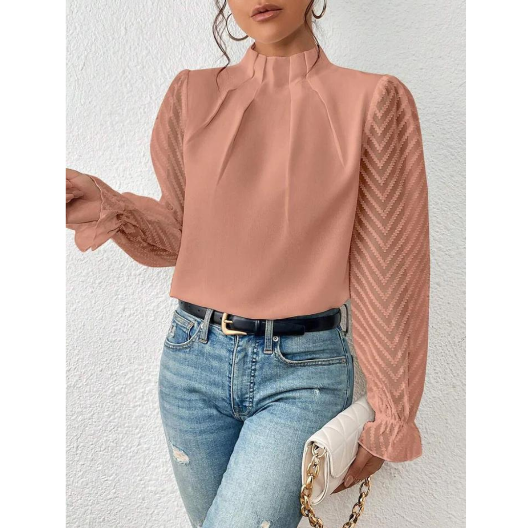 Elodia | Damen Lässig Rollkragen Bluse | Langarm