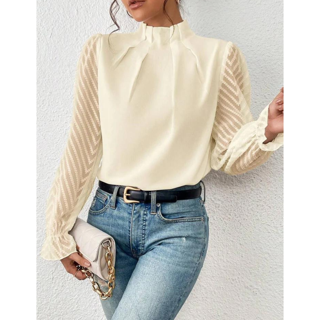 Elodia | Damen Lässig Rollkragen Bluse | Langarm