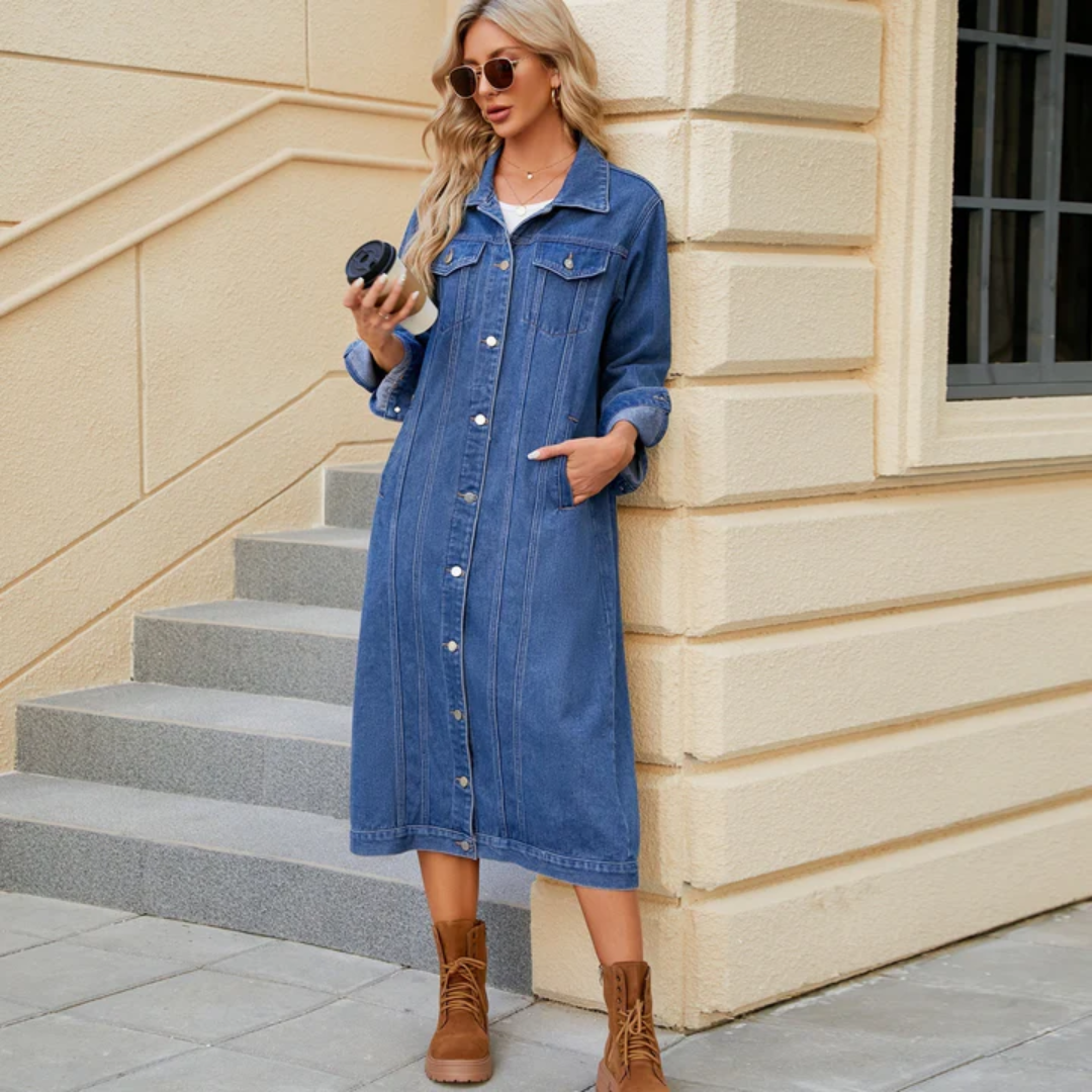 Zoralyn | Damen Lässiger Herbst DressJacke | Knopf Daunen