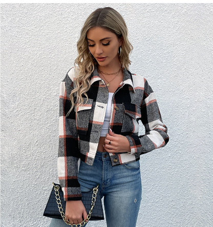 Beatey | Damen Lässiger Kurzschnitt Jacke | Knopf Daunen