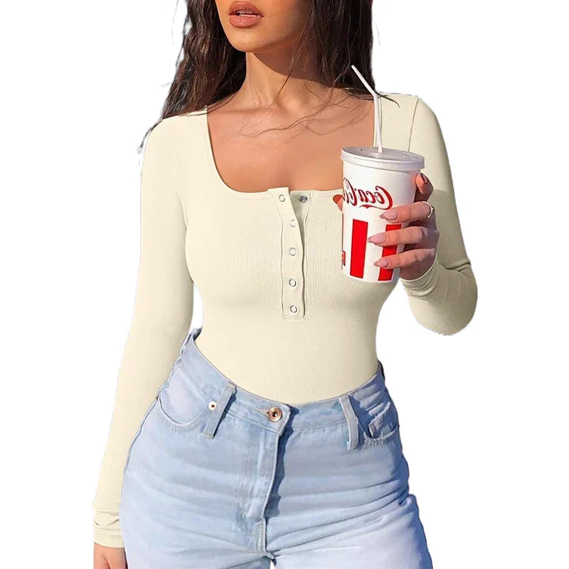 Alyana | Gerippter Bodysuit mit Langen Ärmeln
