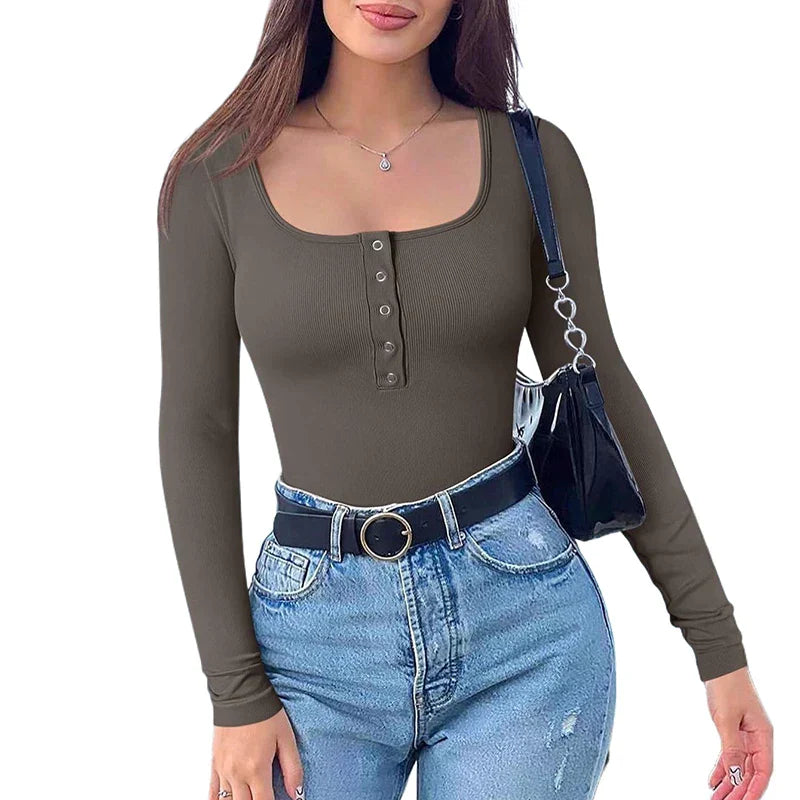 Alyana | Gerippter Bodysuit mit Langen Ärmeln