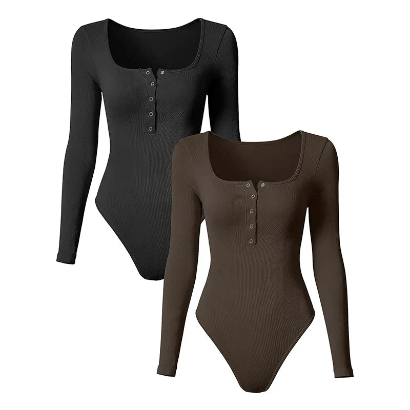 Alyana | Gerippter Bodysuit mit Langen Ärmeln