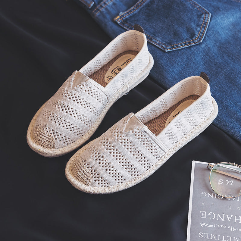 Flache Sohle Canvas Espadrilles mit Seilakzent