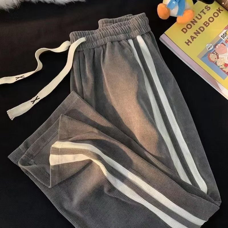 Gestreifte Männer Kontrast Farbe Cord lässige Hose