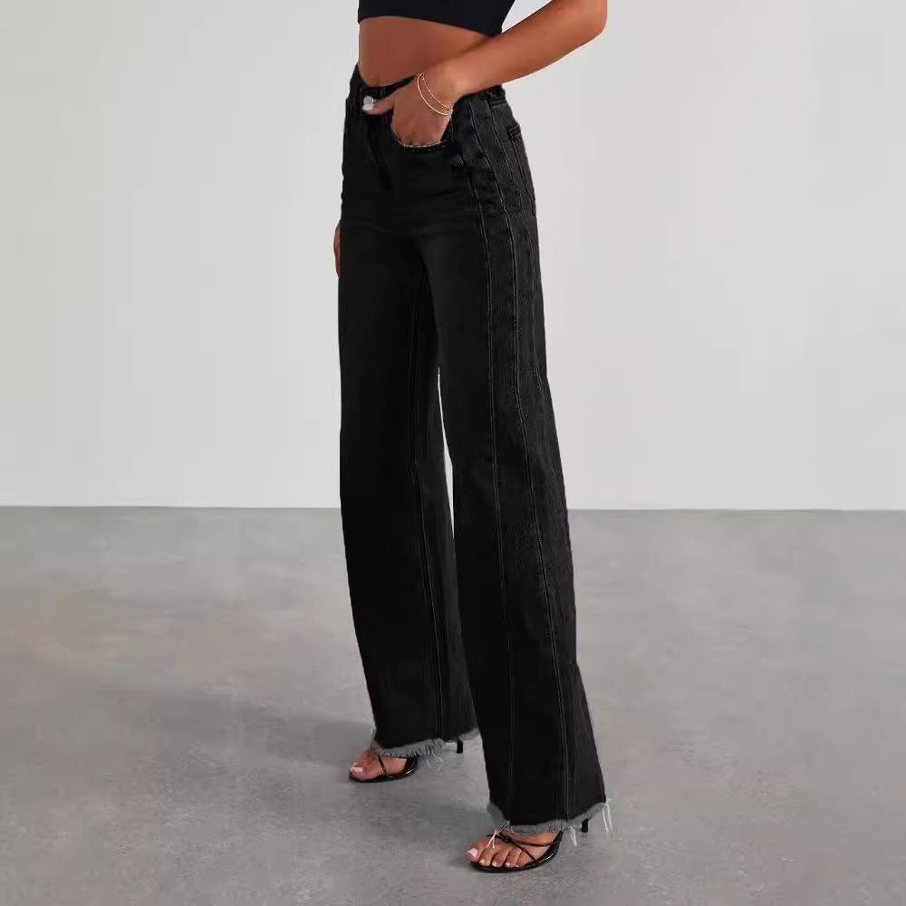 Bequeme Damen Slim Fit Hose mit weitem Bein