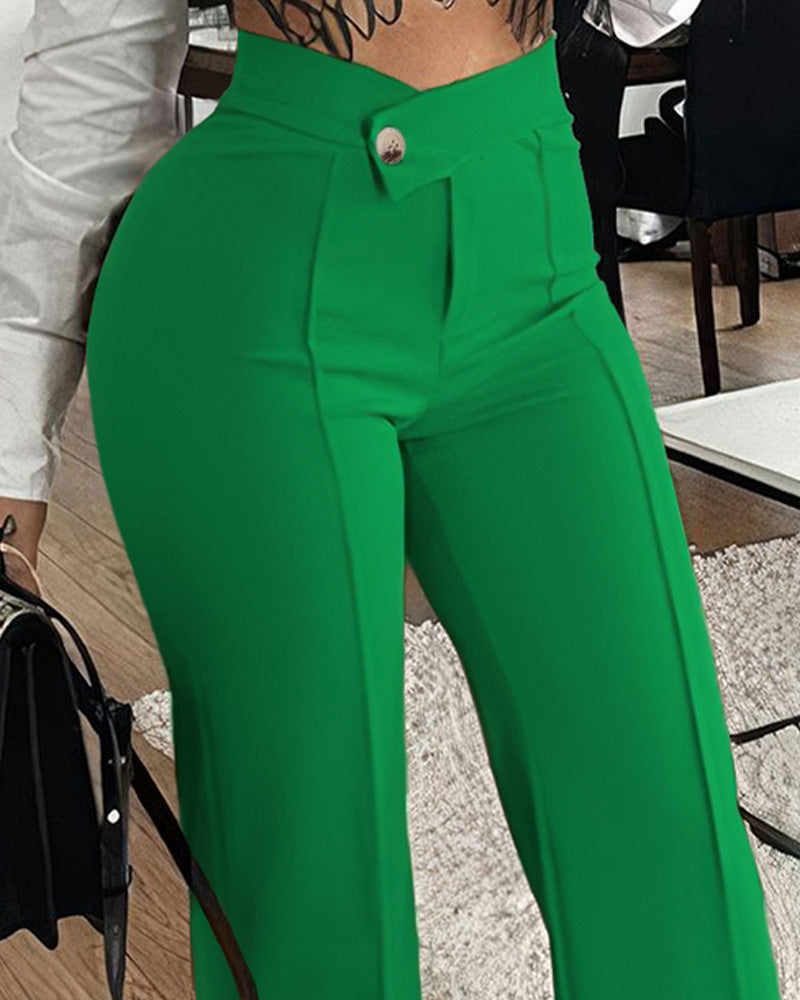 Schlanke elastische Damenhosen mit geradem Bein