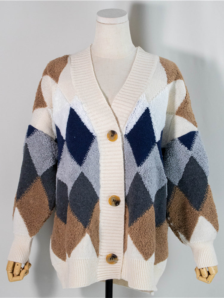 Cyrelle | Übergroßer Cardigan mit Argyle-Muster für Damen