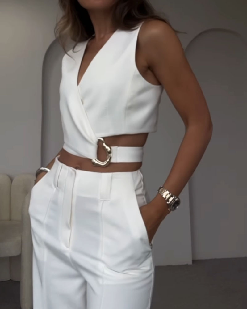 Leinen-Crop-Top und lange Hose - Jules