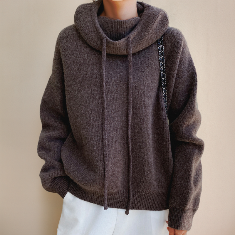 Kayra | Damen Rollkragen Kapuze Pullover | Winter