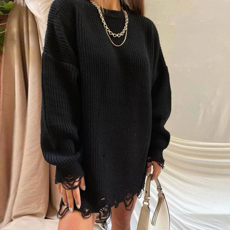Shaina - Zerrissener Pullover in Übergröße
