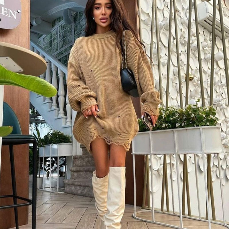 Shaina - Zerrissener Pullover in Übergröße