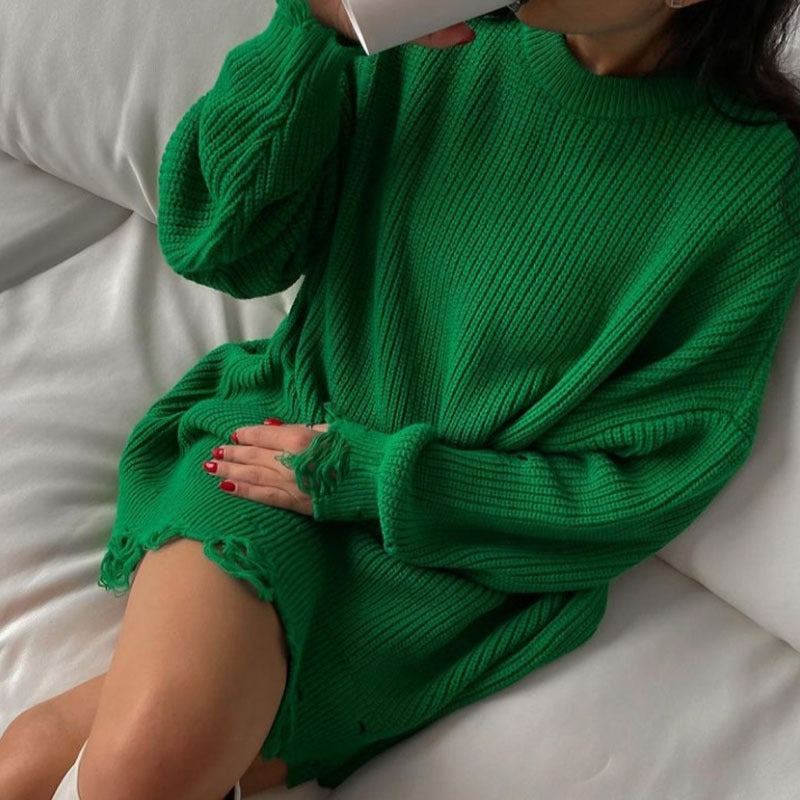 Shaina - Zerrissener Pullover in Übergröße
