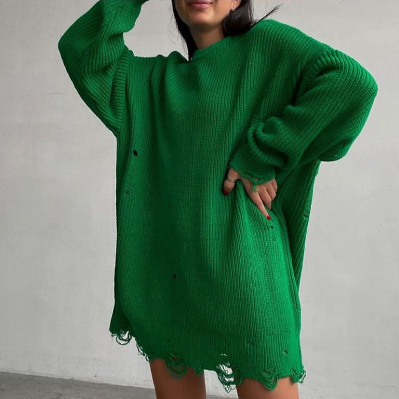 Shaina - Zerrissener Pullover in Übergröße