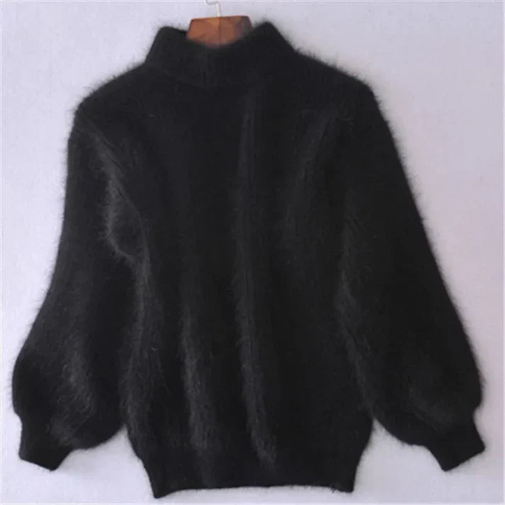 Taylor - Lockerer strickpullover in volltonfarbe – vintage-angora-pullover