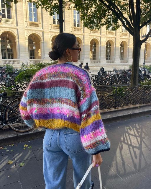 Daphne - Gestreifter offener Pullover