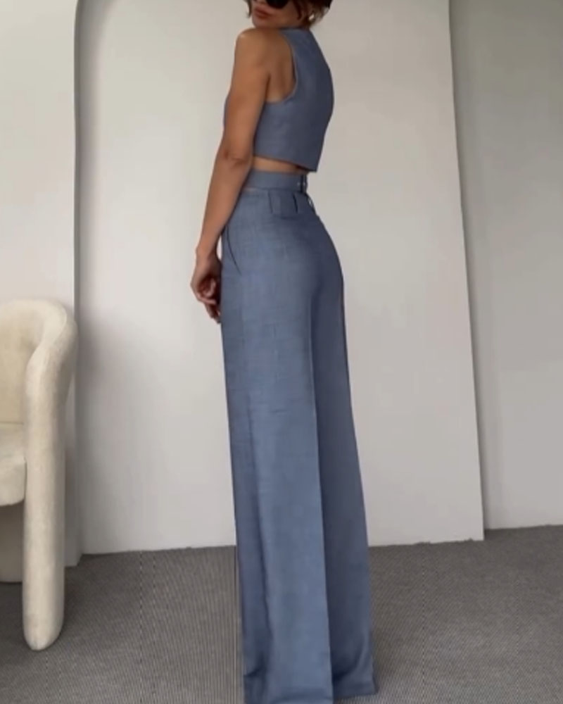Leinen-Crop-Top und lange Hose - Jules