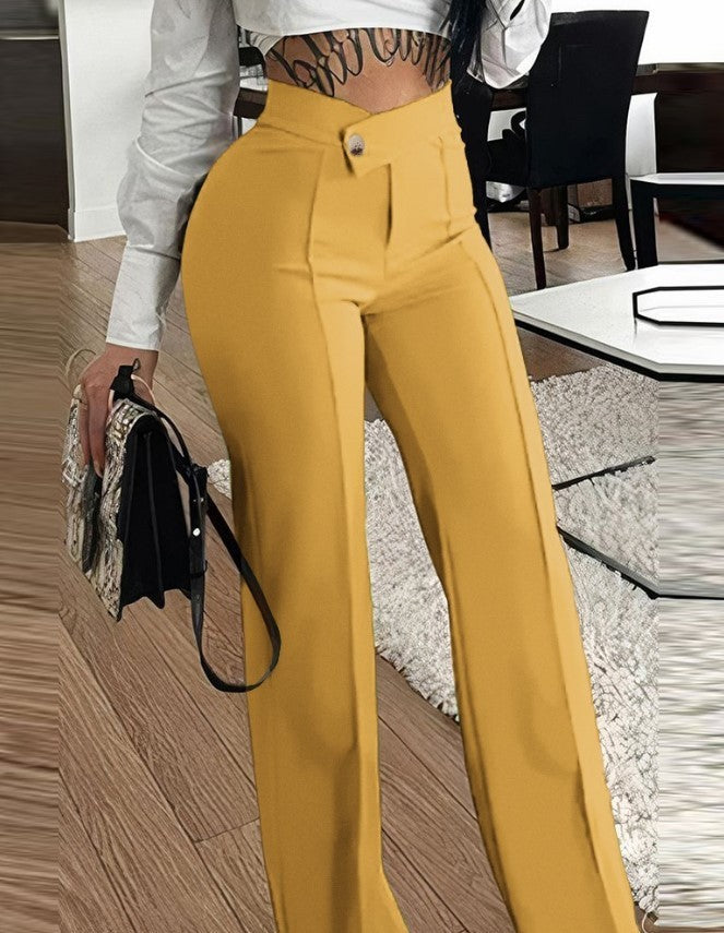 Schlanke elastische Damenhosen mit geradem Bein