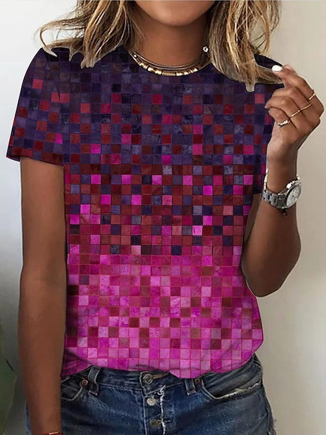 Anisa - Fuchsia Farbblock-Top mit kurzen Ärmeln