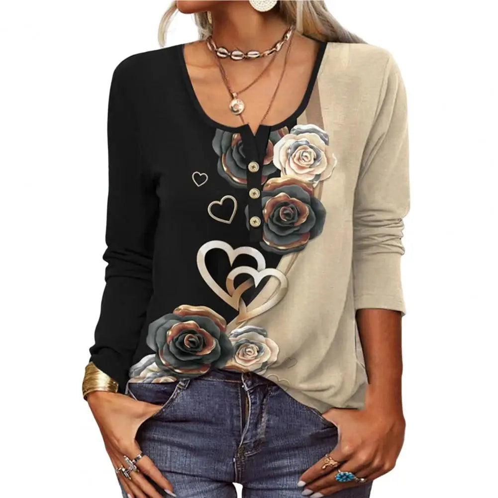 Aleena | Damen Lässiges Blumen Bluse | Langarm