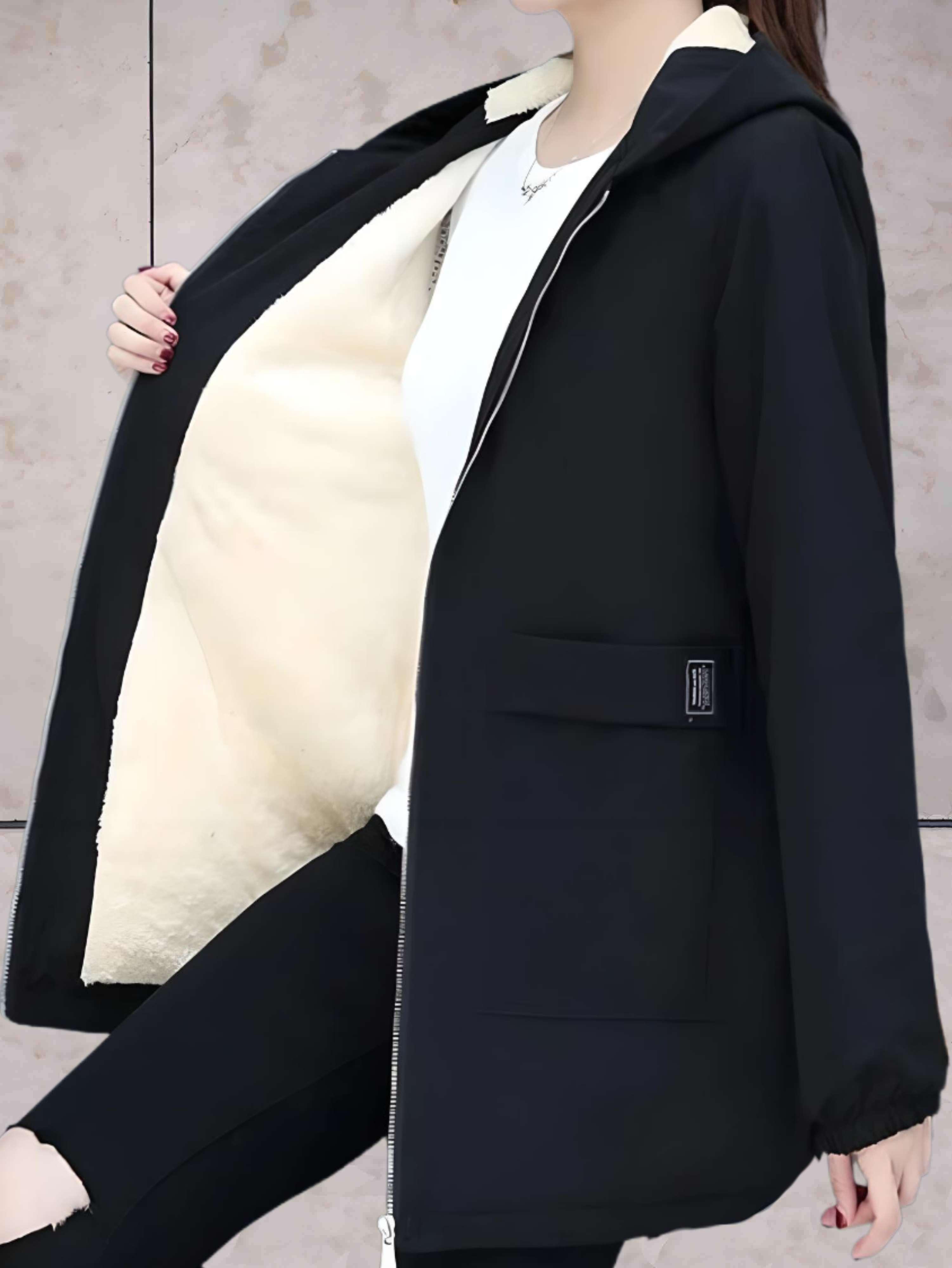 Manzie - Warme, dicke Lederjacke mit Fleecefutter und Kapuze