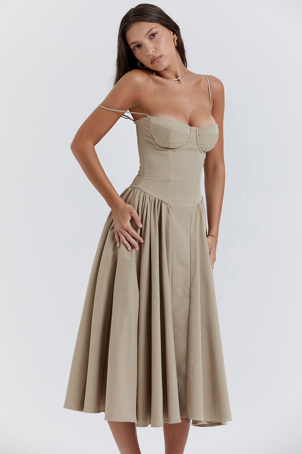 Evelina | Twill Korsett Midi Kleid