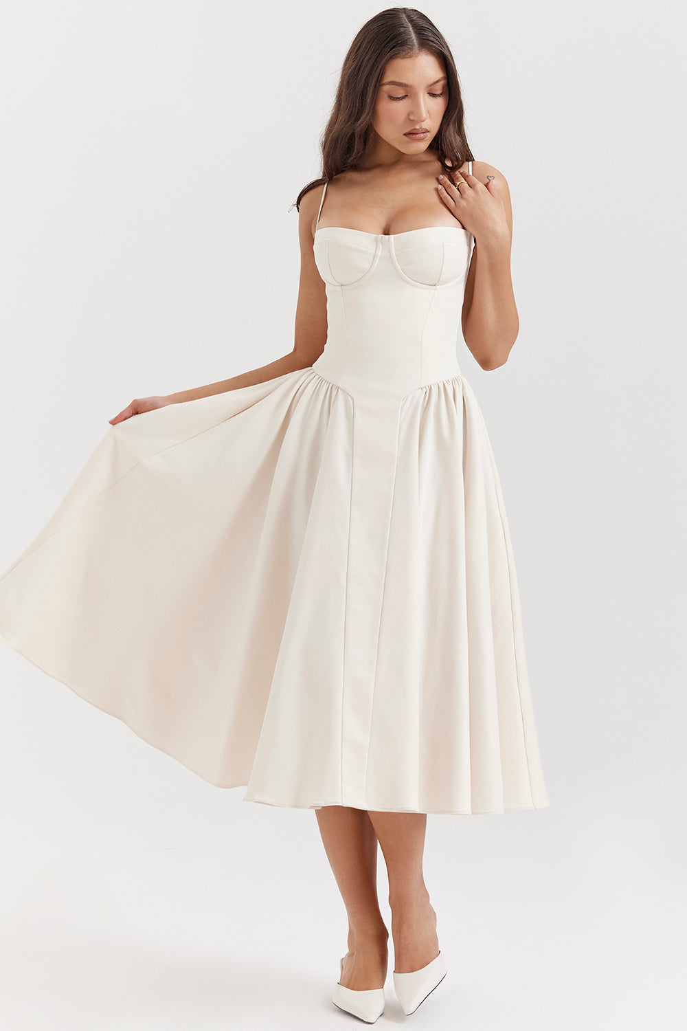 Evelina | Twill Korsett Midi Kleid