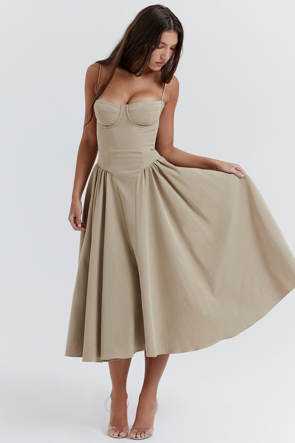 Evelina | Twill Korsett Midi Kleid