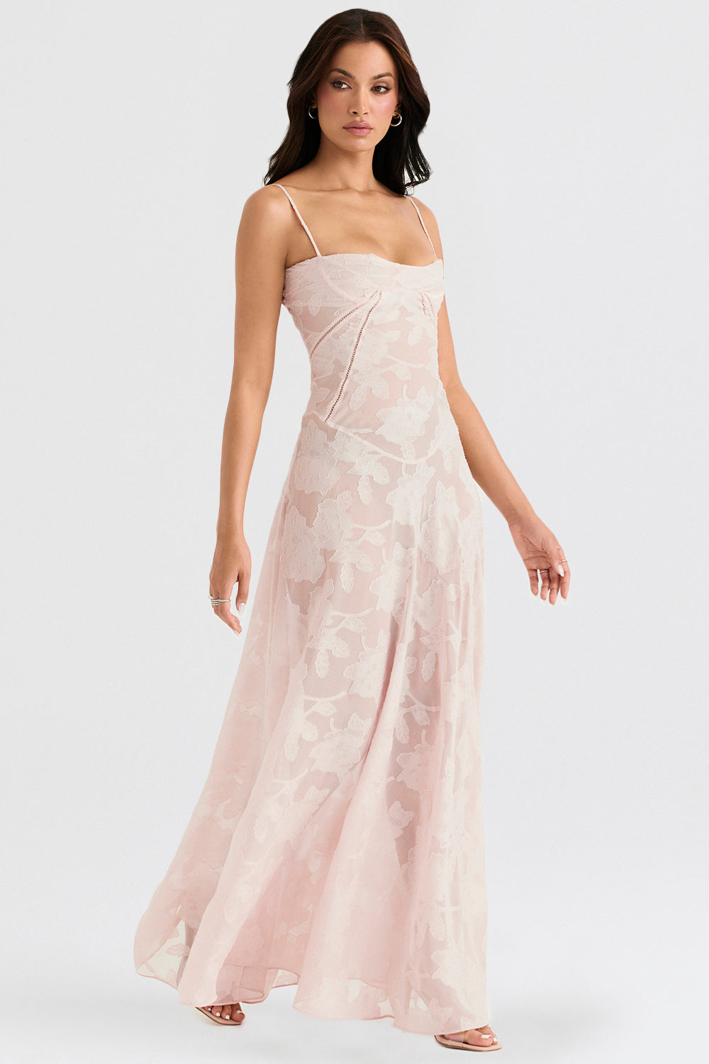 Sabine | Cremefarbenes Vintage Maxikleid
