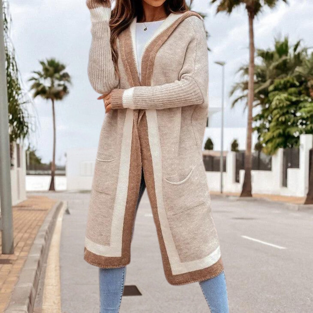 Stylische lange Strickjacke für Frauen - Kiona
