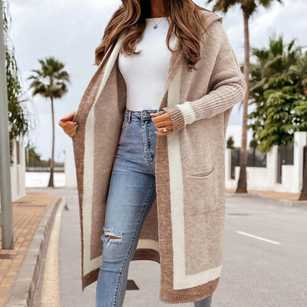 Stylische lange Strickjacke für Frauen - Kiona