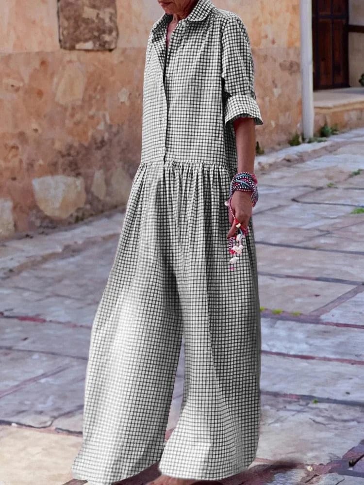 VIEN - Modischer kariierter Strand-Jumpsuit