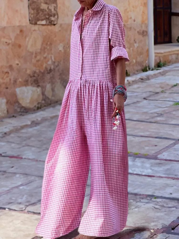 VIEN - Modischer kariierter Strand-Jumpsuit
