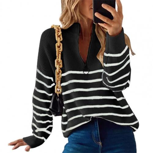 Jilliane | Damen Eleganter Langarm Pullover | Reißverschluss