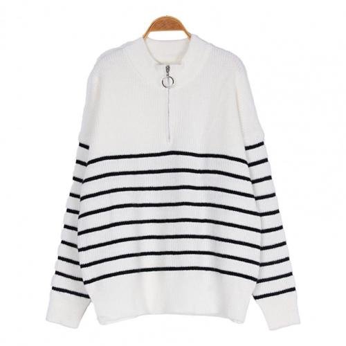 Jilliane | Damen Eleganter Langarm Pullover | Reißverschluss